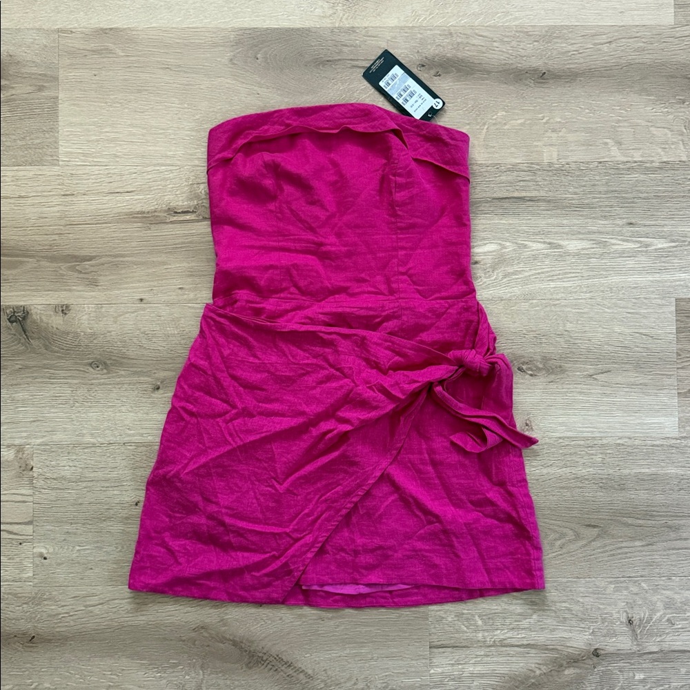 Pink Strapless linen Dress